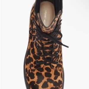 Stuart Weitzman Leopard Lace-Up Boots
